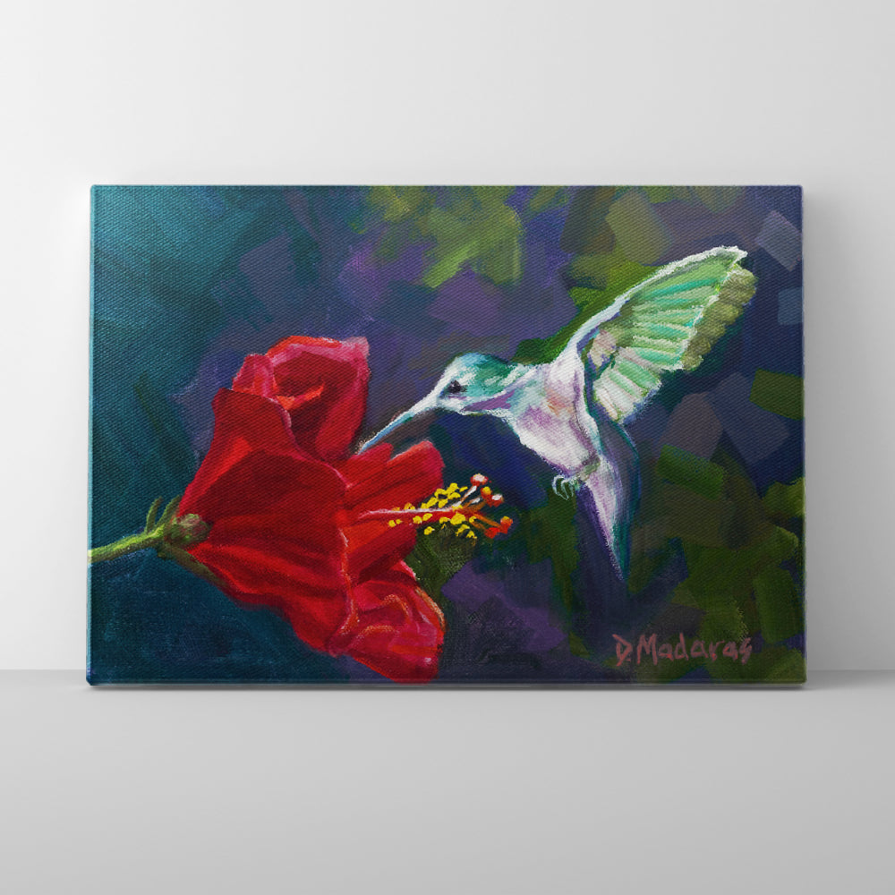 Blue and Purple Hummingbird Watercolor Canvas Print for Sale by  Alishathunem