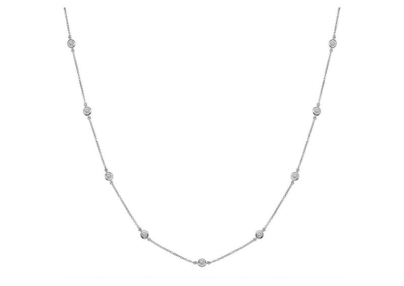 Sterling Silver With Floating Cubic Zirconia Pendant Necklace - A