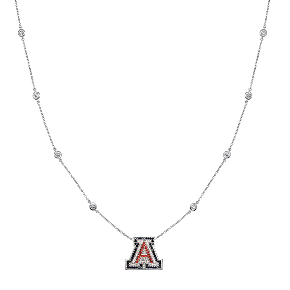 Sterling Silver Couture University of Arizona "A" Pendant Necklace Paired with a 18" Floating Necklace 18"