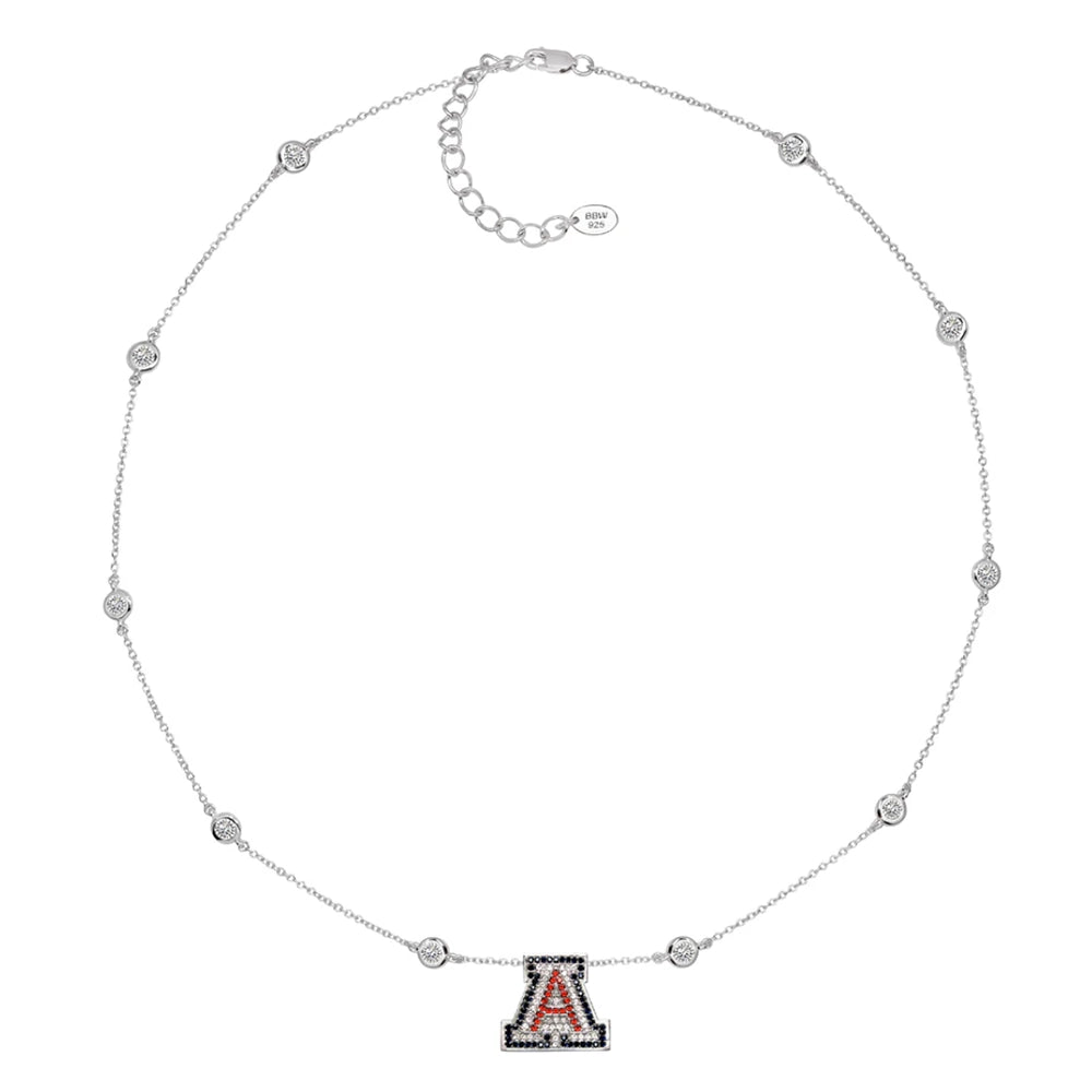 Sterling Silver Couture University of Arizona "A" Pendant Necklace Paired with a 18" Floating Necklace 18"