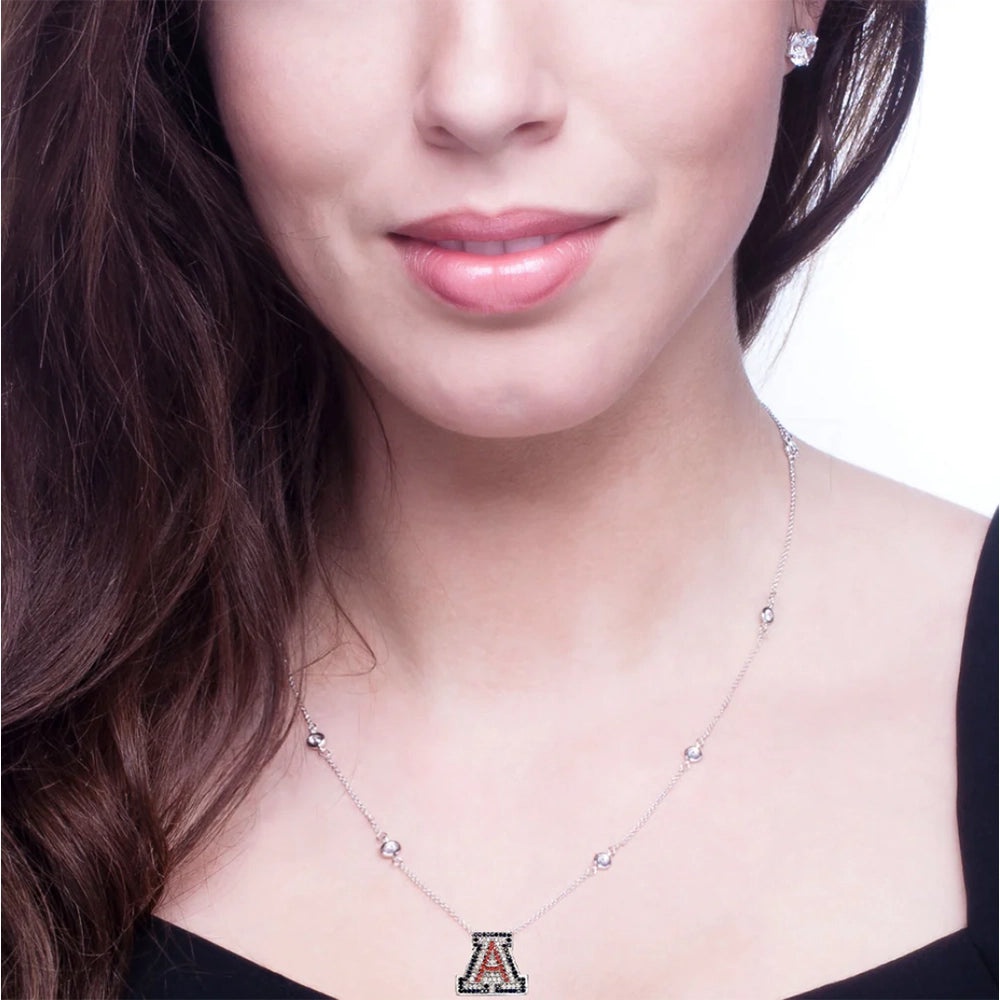 Sterling Silver Couture University of Arizona "A" Pendant Necklace Paired with a 18" Floating Necklace 18"