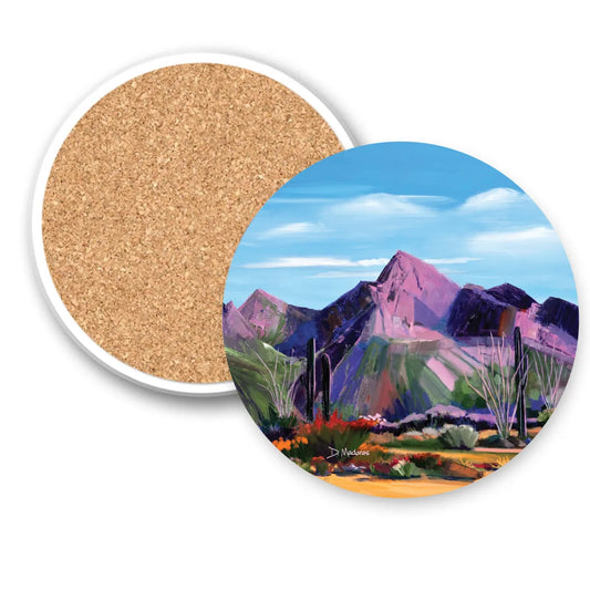 Pink Ocotillo at Pusch Ridge - Ceramic Coaster