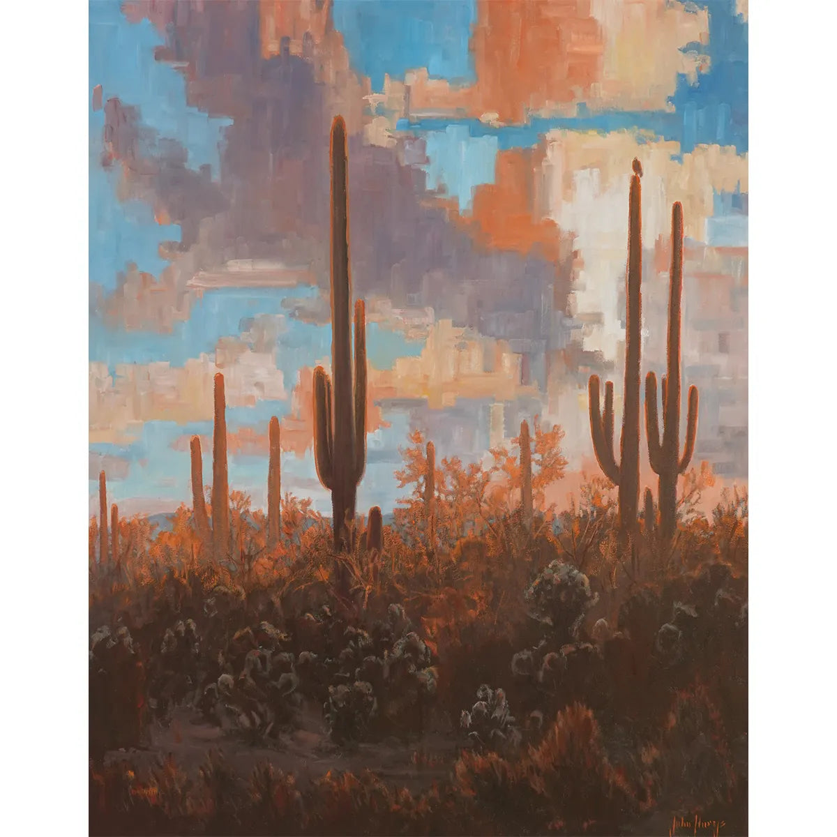 Saguaros at Dusk by John Horejs