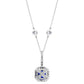 Sterling Lab Created Sapphire Cushion Cut Pendant on 18" Regal Short Floating Chain by Bling