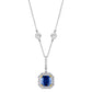 Sterling Lab Created Sapphire Cushion Cut Pendant on 18" Regal Short Floating Chain by Bling