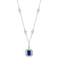 Sterling Lab Created Sapphire Cushion Cut Pendant on 18" Regal Short Floating Chain by Bling