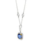 Sterling Lab Created Sapphire Cushion Cut Pendant on 18" Regal Short Floating Chain by Bling