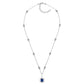 Sterling Lab Created Sapphire Cushion Cut Pendant on 18" Regal Short Floating Chain by Bling