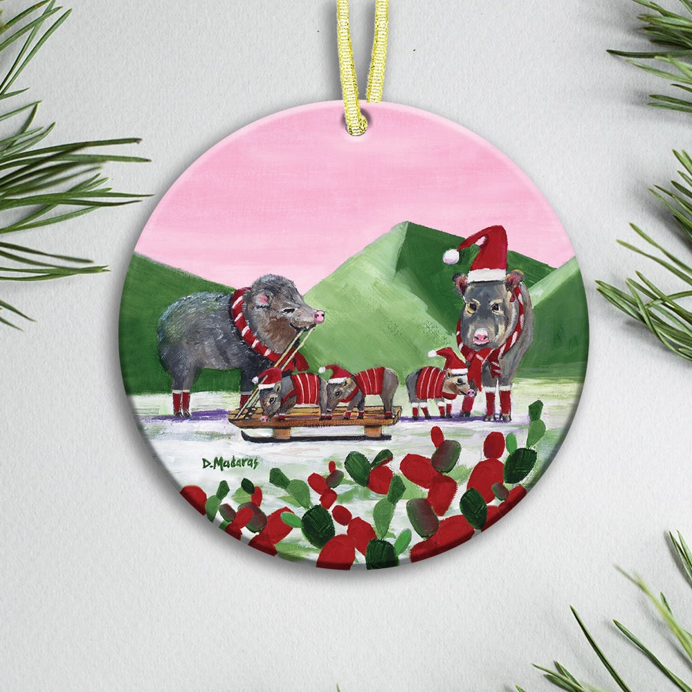 Javelina Holiday  - Ceramic Ornament