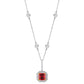 Sterling Garnet Hued Asscher Cut Pendant on 18" Regal Short Floating Chain by Bling