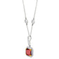 Sterling Garnet Hued Asscher Cut Pendant on 18" Regal Short Floating Chain by Bling