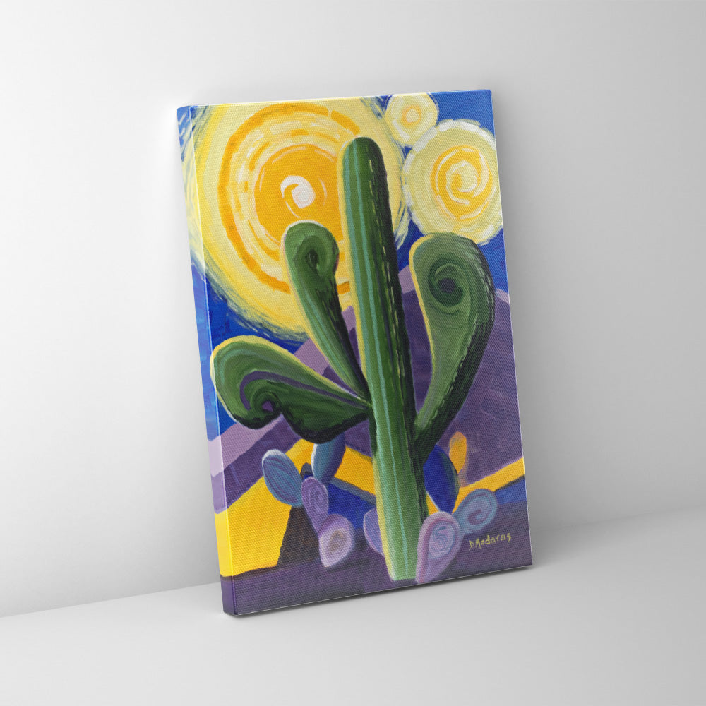 Saguaro Painting, sustainable art, small wood art offers