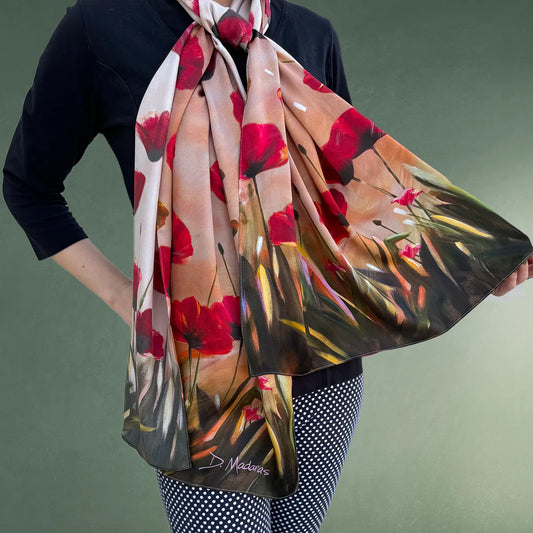 Poppies- 100% Silk Scarf