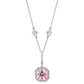 Sterling Fancy Light Pink Asscher Cut Pendant on 18" Regal Short Floating Chain by Bling