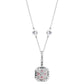 Sterling Fancy Light Pink Asscher Cut Pendant on 18" Regal Short Floating Chain by Bling