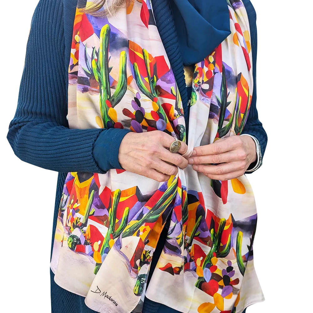 Cactus Valley- 100% Silk Scarf