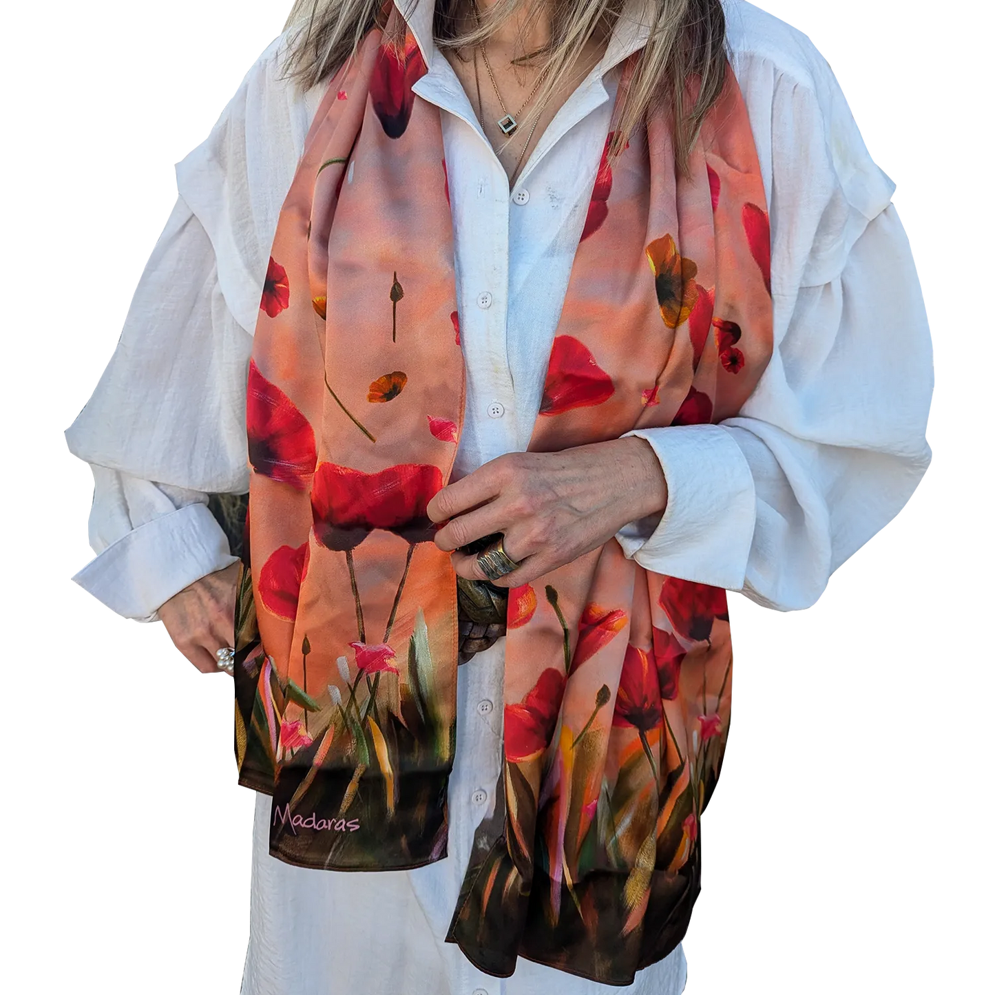 Poppies Silk Scarf/Purse Bundle