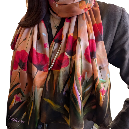 Poppies- 100% Silk Scarf