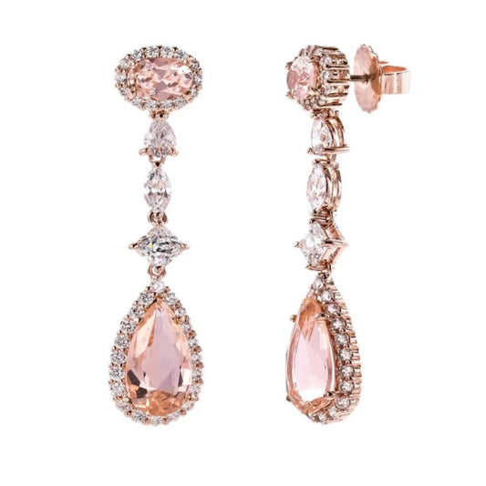 18 KGP Rose Gold Morganite Hued Regal Teardrops by Bling