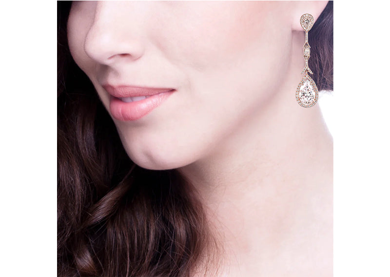 18 KGP Rose Gold Couture Teardrops with Pear Shaped Post by Bling