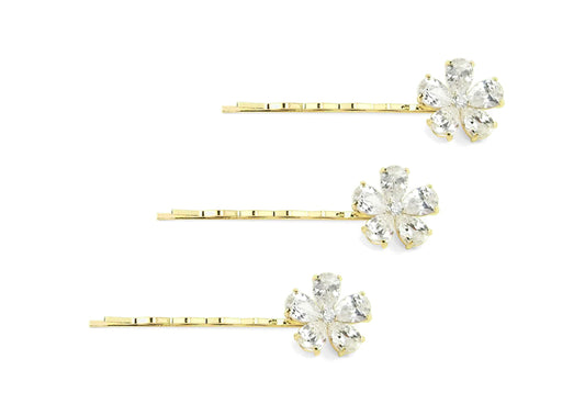 18 KGP Set of 3 Flat Hair Pins by Bling